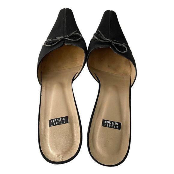 Vintage Stuart Weitzman Bow Accent Pointed Open Back Heel Shoes in Size 9B - Picture 7 of 12